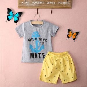 Baby Boys Letter Printed  T-shirt Tops+Short Pant